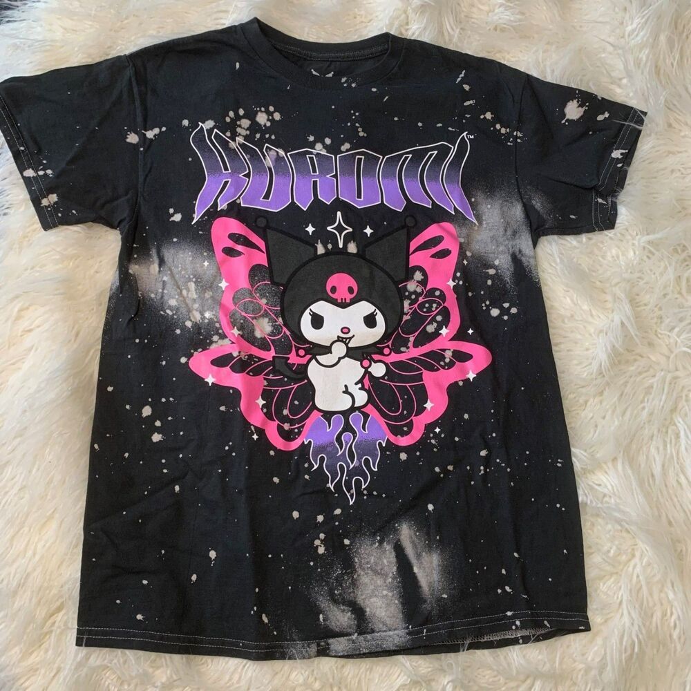 NEW Sanrio Kuromi Graphic Tee Bleach Distressed Graphic T-shirt M Medium
